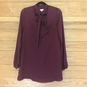Tobi burgundy bow neck shift dress